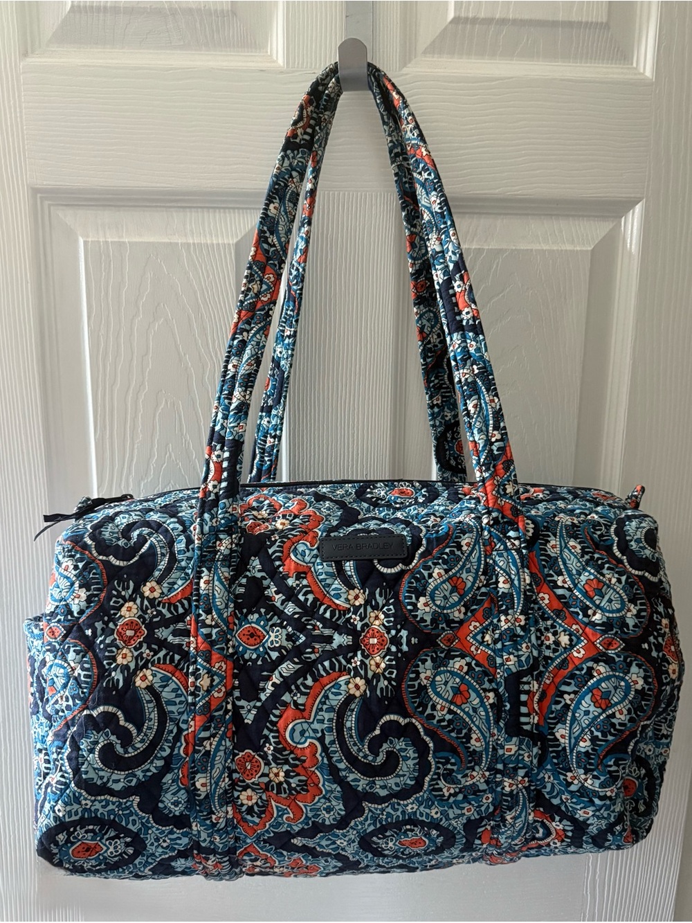 Vera Bradley Travel Duffle Bag Marrakech Orange & Navy Paisley Retired Pattern
